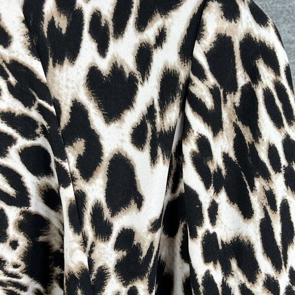 Calvin Klein Womens S Leopard Print Open Cardigan 3/4 Sleeves Oversized Blazer - Picture 16 of 16